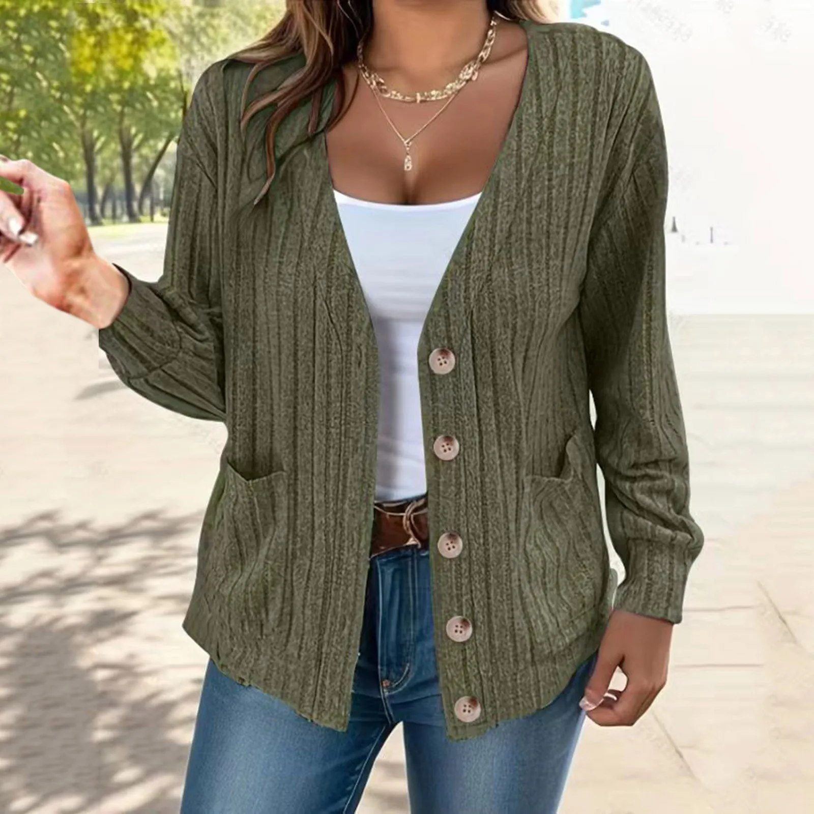 

2023 Autumn Long Cardigan Women Button Up Cardigan Ladies V Neck Knitted Sweater Cardigans For Women Fashion Streetwear