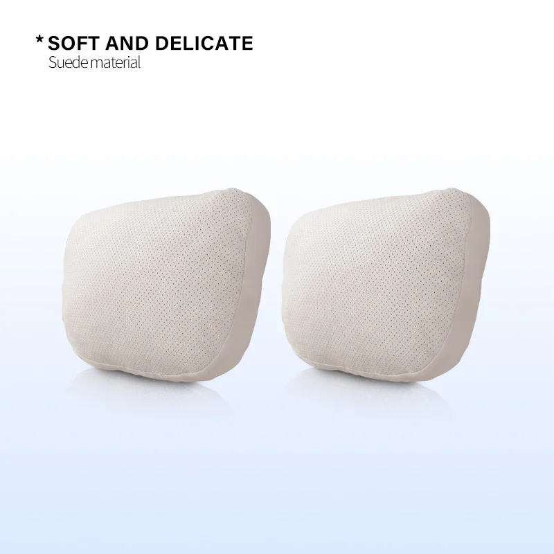 마이크로스웨이드 자동차 헤드레스트, 사계절용 초부드러운 목베개 한 쌍, BMW, 테슬라, 메르세데스-벤츠 자동차 시트 헤드레스트.