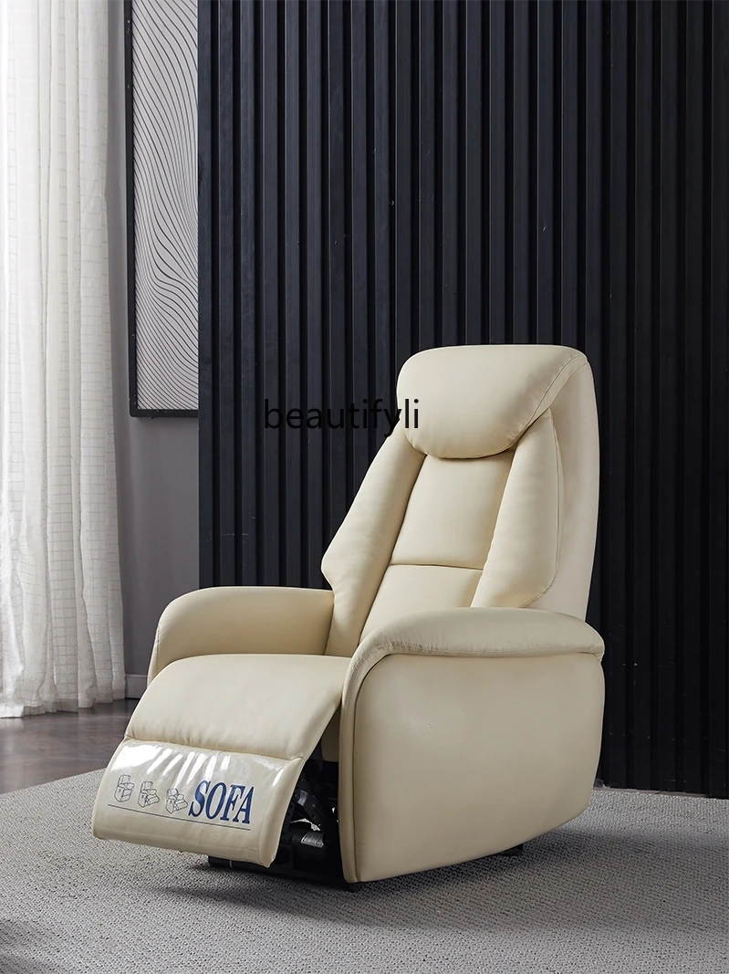 First-Class Single Leather Sofa Modern Minimalist Living Room Space Multi-Function Cabin Electric Lazy Recliner