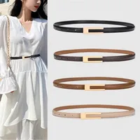 Femmes coréennes à la mode en cuir PU mince sangle de taille accessoires en métal ceinture de base femmes décontracté poreux réglable ceintures de mode 1