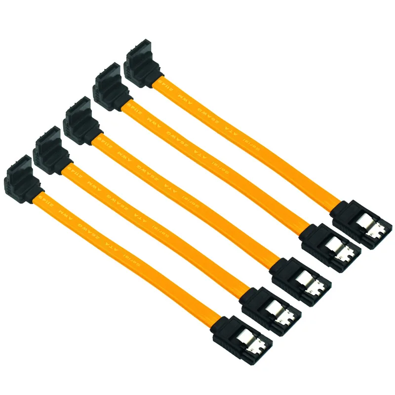 울트라 숏 SATA 케이블 III, 5팩 SATA3.0 6Gbps 직선형 90도 HDD SDD CD 드라이버 데이터 케이블 (잠금 래치 포함) - 10CM