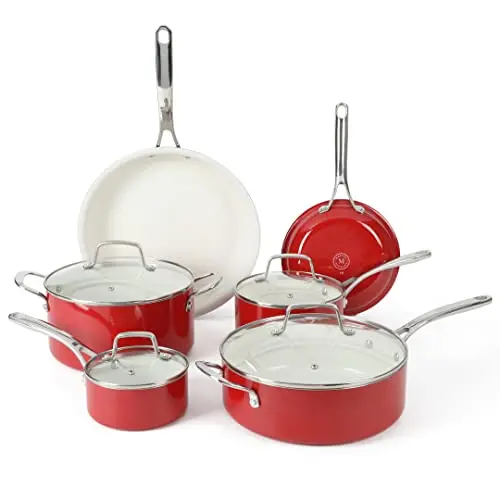 Martha Stewart Lockton Premium Nonstick 10 Piece Enamel Heavy Gauge  Aluminum Pots and Pans Cookware Set - Martha Blue - AliExpress