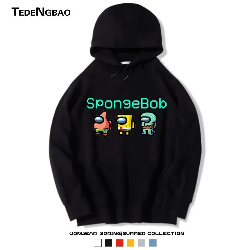 

Spongebob Squarepants Co Branded Space Werewolf Killing Round Neck Hooded Sweater Anime Figure Printed Tops for Friends Gift