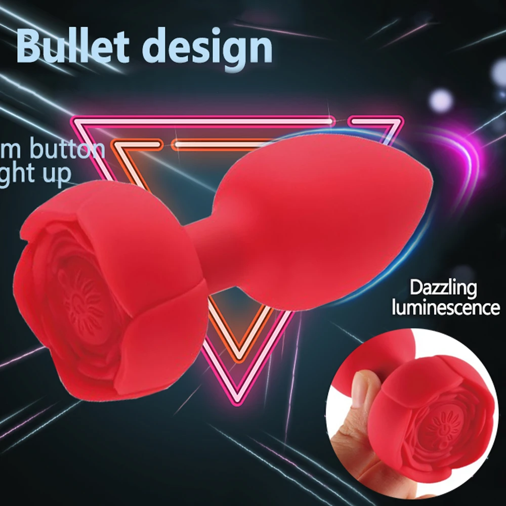 Rose Kauko-ohjattava Anustappivibraattori Seksilelut Miehille Naisille Homo G-piste Anaalivibraattorit LED-vilkkuva valo Eturauhaselle_voghion.com