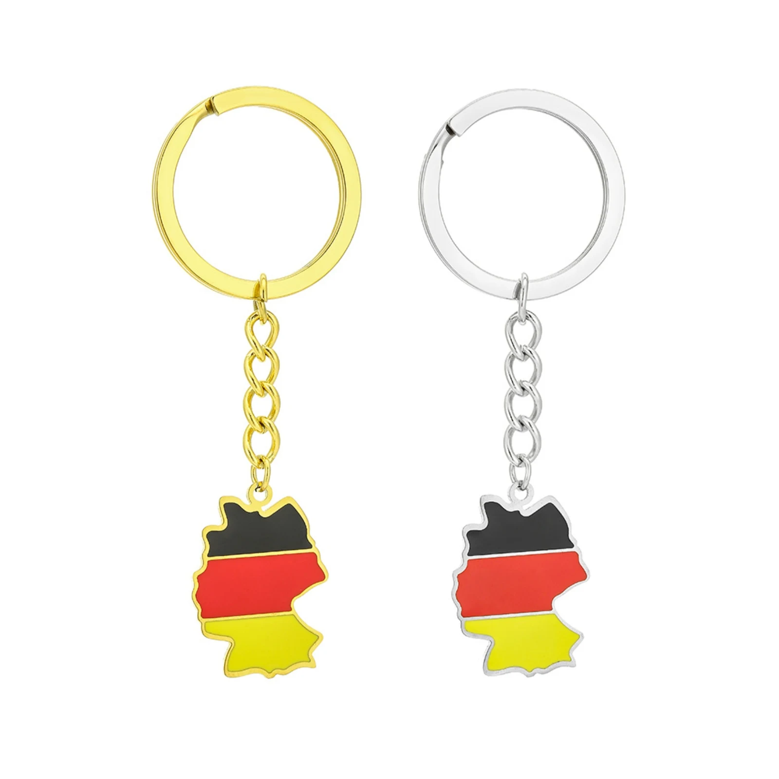 Deutschland-Kartenflaggen-Schlüsselanhänger aus Edelstahl, Metall-Nationalkarten-Anhänger, Schlüsselring, Souvenir-Geschenk für Männer und Frauen