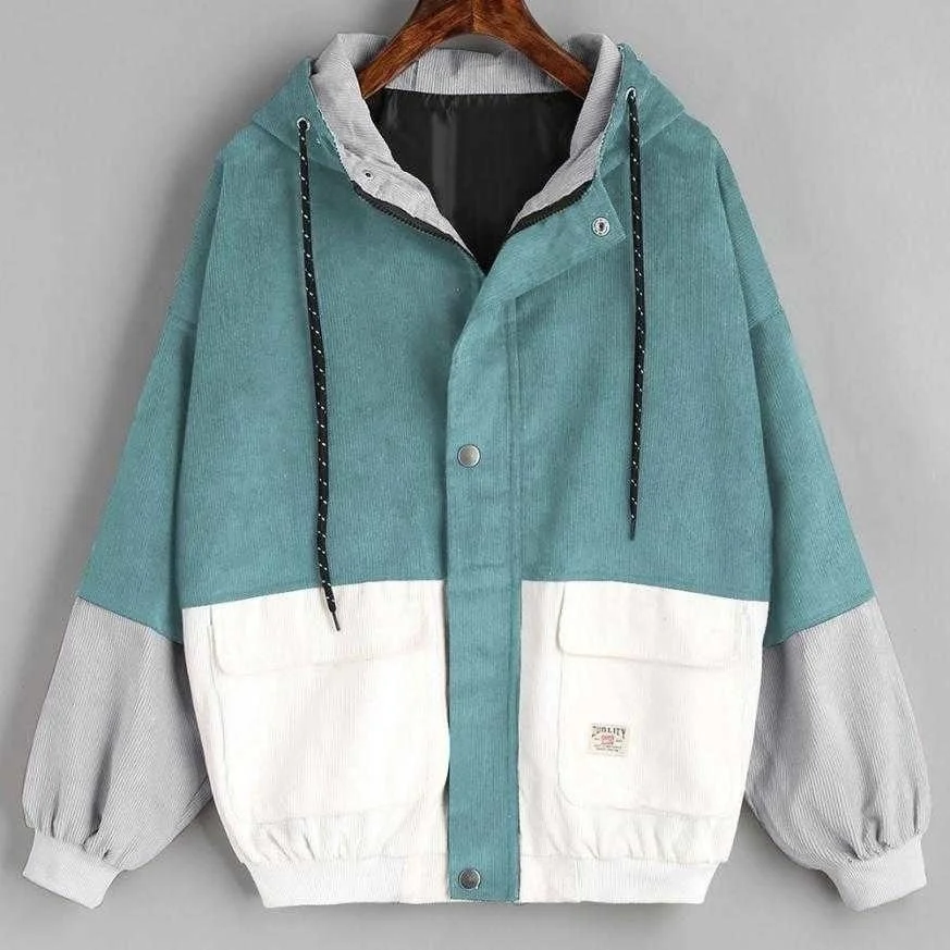 Oversized Corduroy Patchwork Jacket