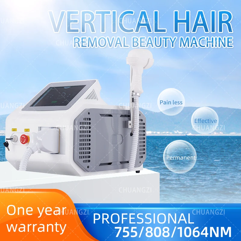 

3 wavelength 808nm diode laser vertical hair removal high-power painless cooling hair removal device 755/1064