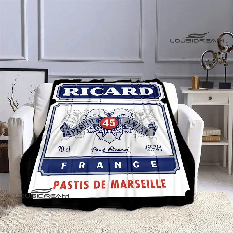 

Wine Ricard logo Fashion printed blanket Flange Warm blankets Soft and comfortable blankets Home travel blanket birthday gift