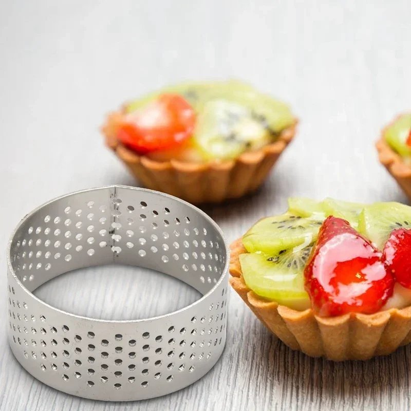 

10Pcs 4cm Stainless Perforated Seamless Tart Ring Quiche Ring Tart Pan Pie Cake Mold Seamless Baking Accessories Cookie Cutter