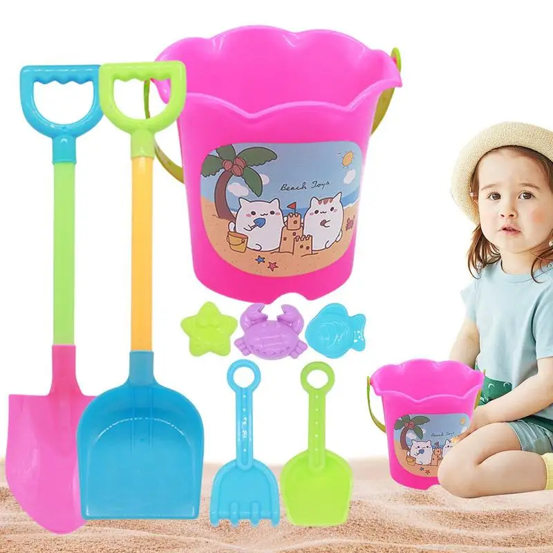 

Kids Beach Sand Toys Set 8pcs Eco-Friendly Sandbox Toy Kit Animal Sand Molds Bucket Shovel Tool Kit For Outdoor Games Summer