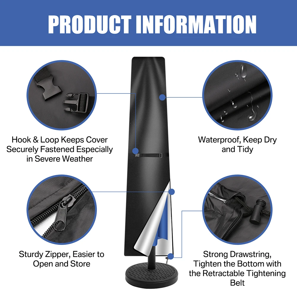 Patio umbrella cover Waterproof Windproof Anti-UV Zip 210D Oxford fabric for umbrella cover