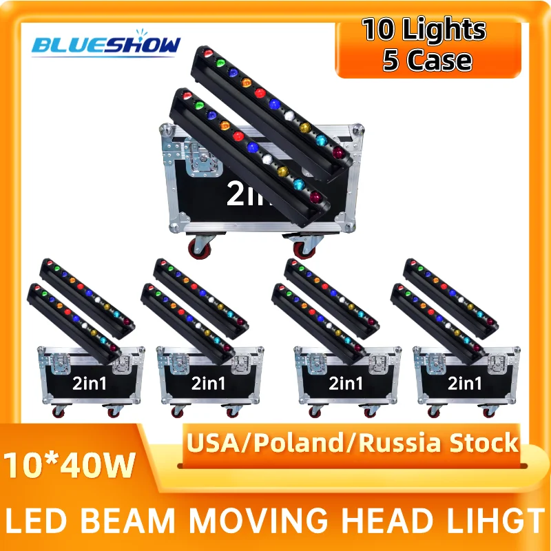 1-10pcs-LED-10x40W-RGBW-4in1-Beam-Moving-Head-Light-With-Flightcase-10 ...