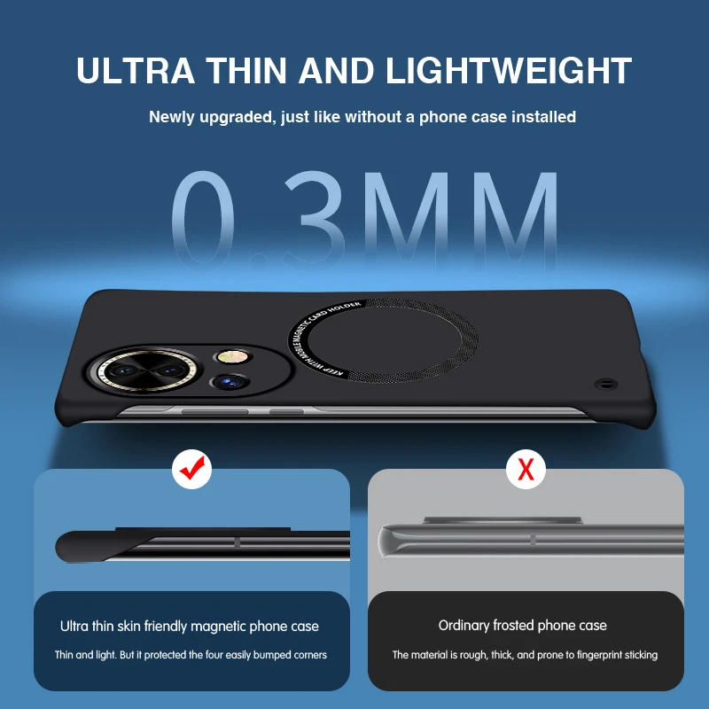 Sleek Magnetic Frameless Phone Case with Hard Back Cover