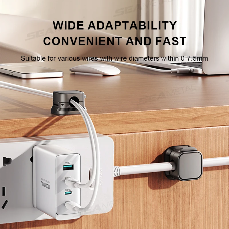 SEAMETAL 10Pcs Magnetic Cable Clips Smooth Pulling Self-Adhesive Charging Cable Wiring Clips Wire Holder for Car/Home/Office