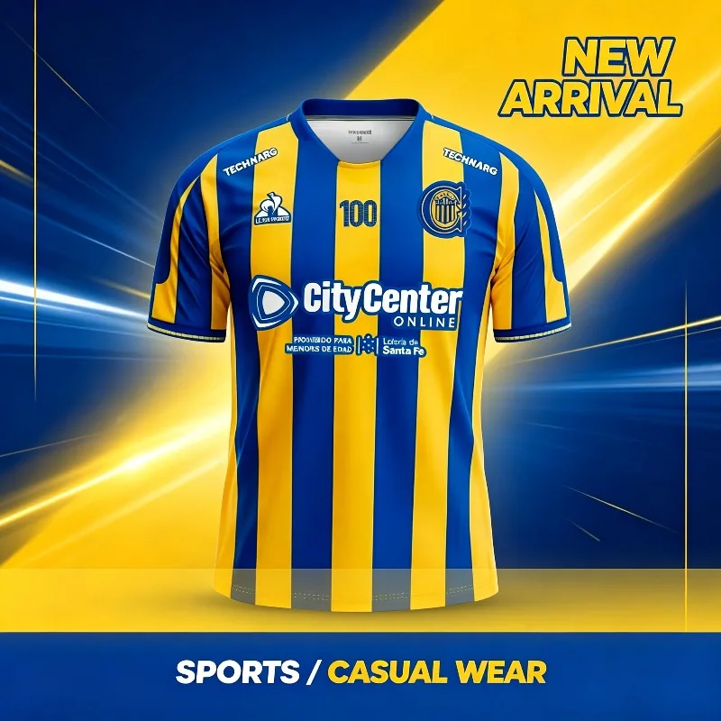 2026 Rosario Central 100-jähriges Jubiläum Fußballtrikot Familien-Partnerlook Kurzarm Schnelltrocknend Argentinien Fan Fußballuniform