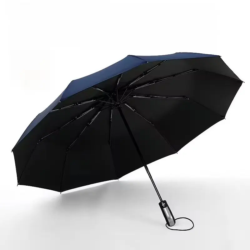 Folding Vinyl Umbrella Ten-Bone Umbrella Strong Windproof Rainproof For Business Use