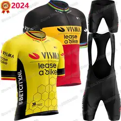 2024 Wout van Aert Belgium Cycling Jersey Set Men Belgian Champion Cycling Clothing Road Bike Shirt Suit Bicycle Bib Shorts