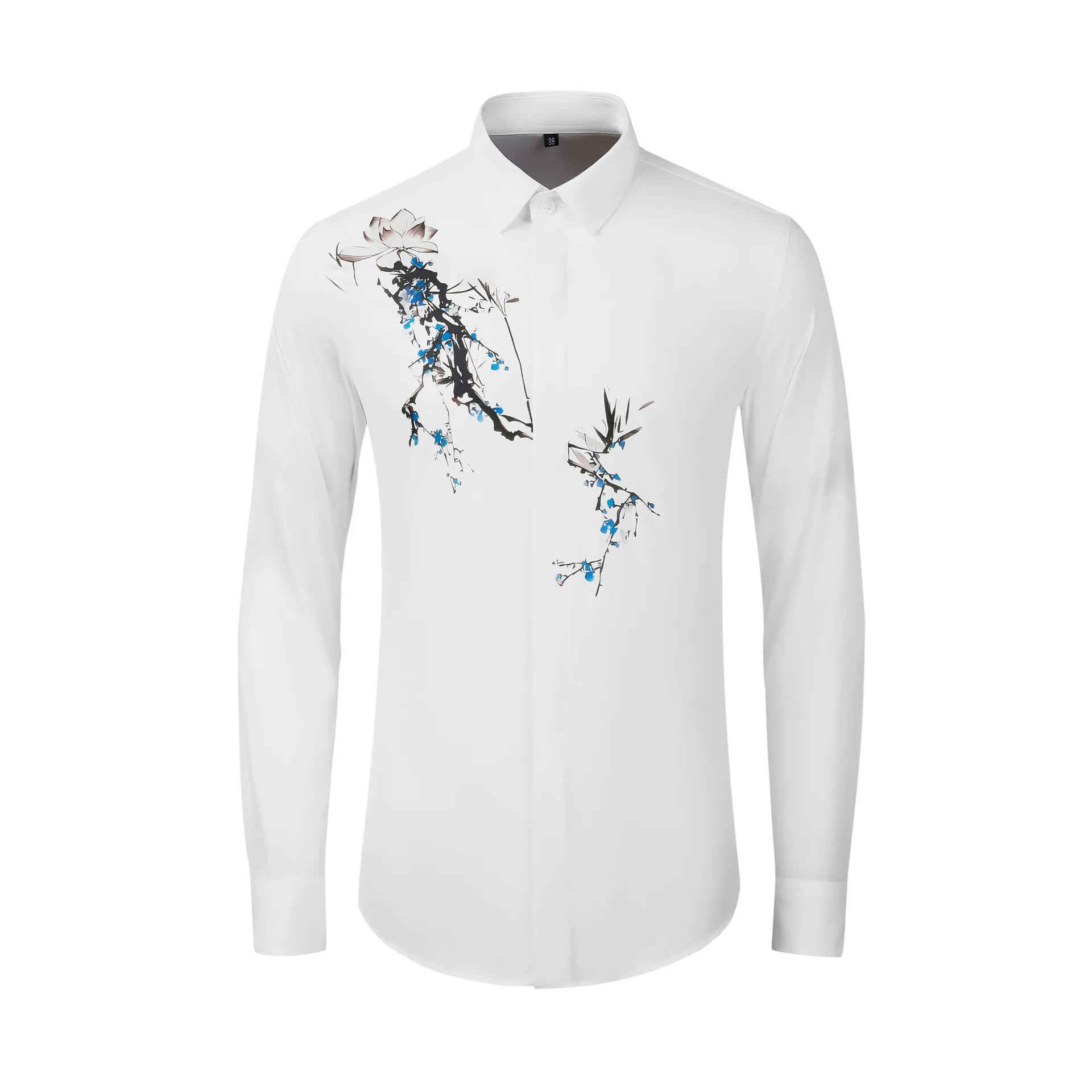 

High Quality Luxury Jewelry New Fashion Floral Gilding Printed Shirt Men'S Long-Sleeved Casual Fashion Shirtgood