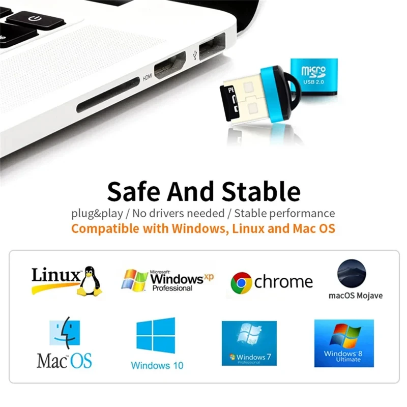 Compact High-Speed USB 2.0 Micro SD Card Reader Adapter
