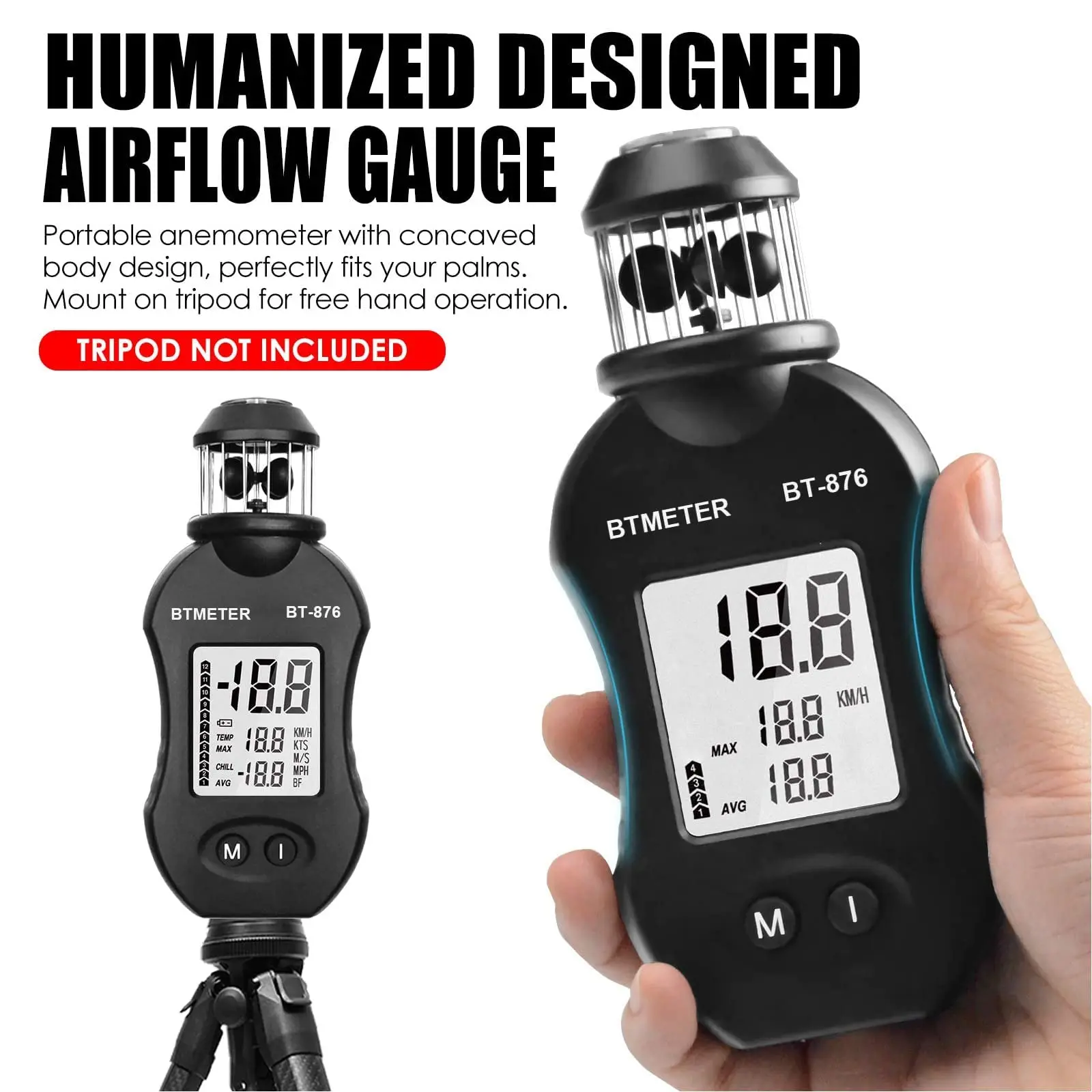 

Newest Anemomete Digital Cup Anemometer Air Flow Meter for Measuring Air Speed Air Volume for HVAC Vents Shooting,Boat Sailing