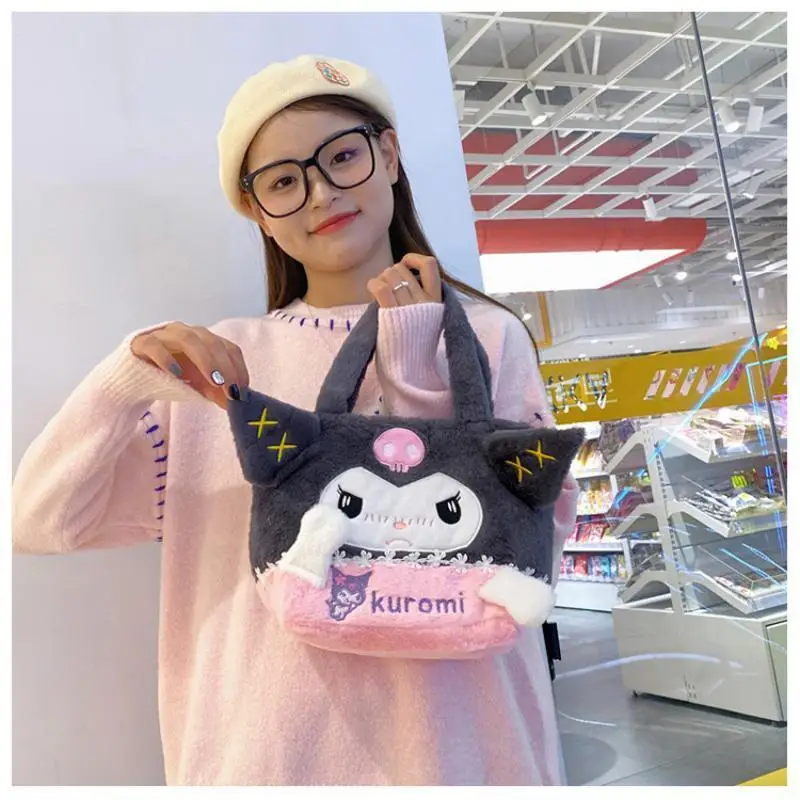 

Sanrios аниме Hello Kitty плюшевая сумка Kuromi мультфильм уличная Портативная сумка через плечо Cinnamoroll Повседневная сумка через плечо подарок для девушки