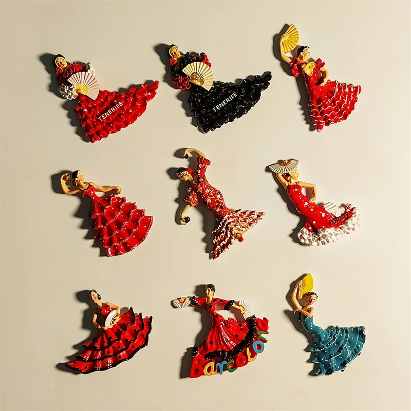 Magnete Frigorifero 3D Ballerina Di Flamenco – Souvenir Spagna, Artigianale In Resina, Decorazione Casa