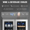 Beverage Refrigerator 24 inch, Dual Zone Wine Cooler Under Counter Lockable 20 Bottles and 88 Cans Fridge Built in Freestanding 3