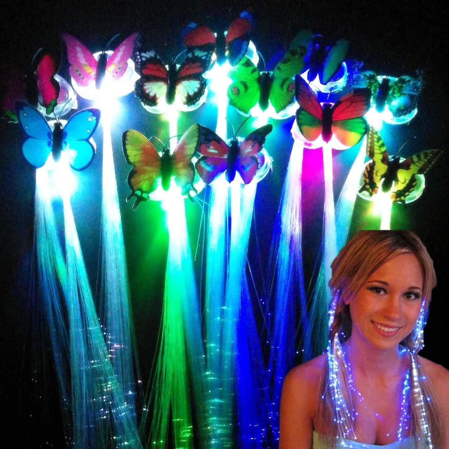 

Glow Hair Braid LED Luminous Flower Hair Clip Light Up Butterfly Hair Clip Bar Party Decoration Supplies Toy Glow In Dark
