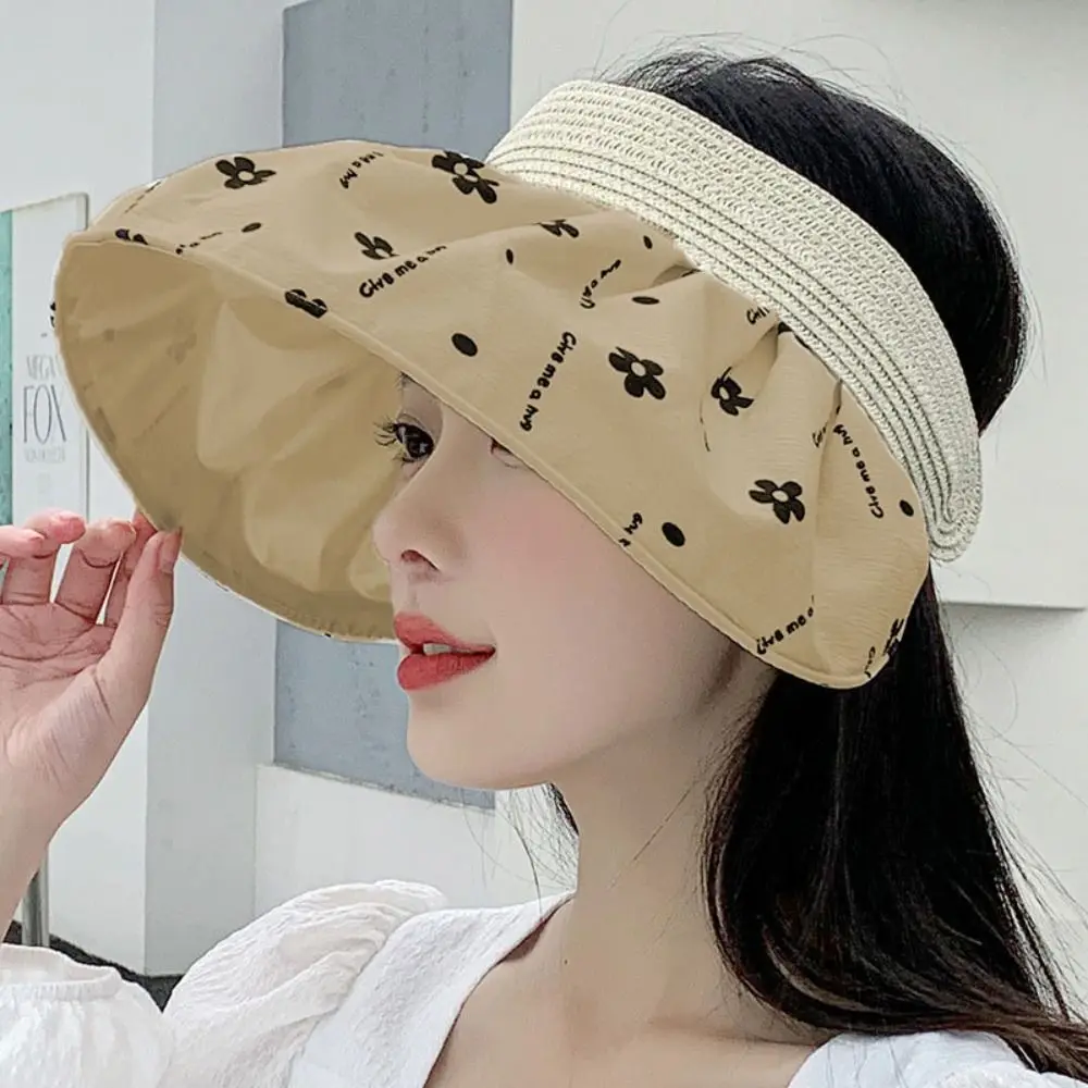 Sports Sun Hat Breathable Flower Visor Cap UV Protection Big Brim Empty Top Hat Sweet Korean Style Women Sunhat Summer