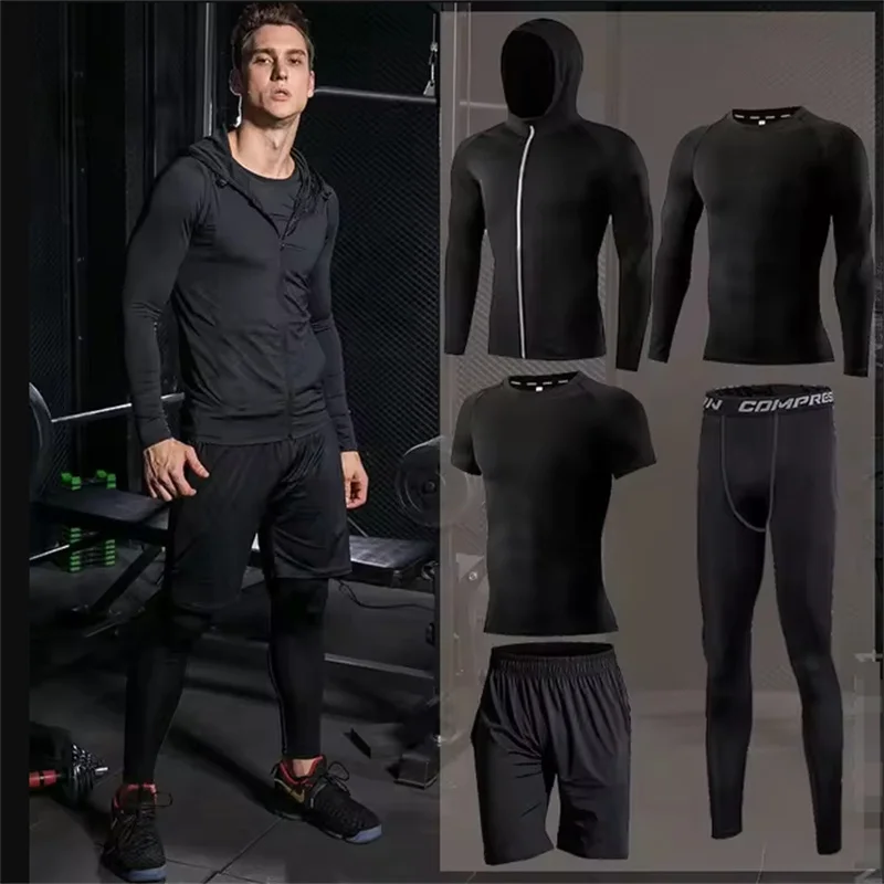 Men Sportswear Compression Sport Suits Quick Dry Running Sets Clothes Sports Joggers Training Gym Fitness Tracksuits Running Set sports suit