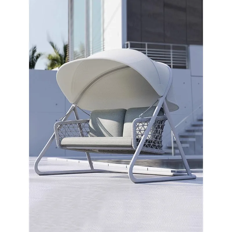 

Customized outdoor rattan swing living room leisure hanging blue indoor waterproof sun protection home courtyard creative villa