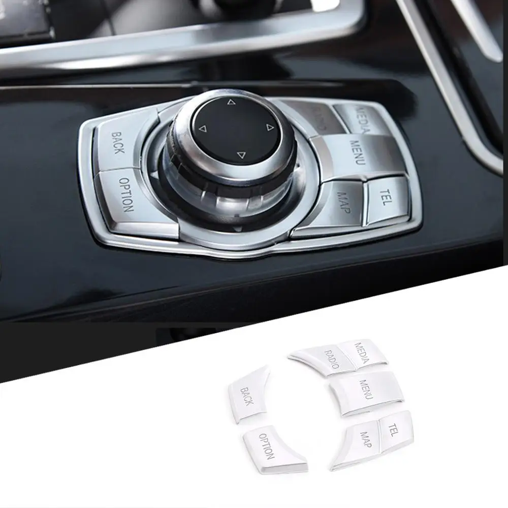 

Car Accessories For BMW 5 series f10 2011-2016 ABS Multimedia Panel Button Cover Interior Buttons Sticker Car Styling