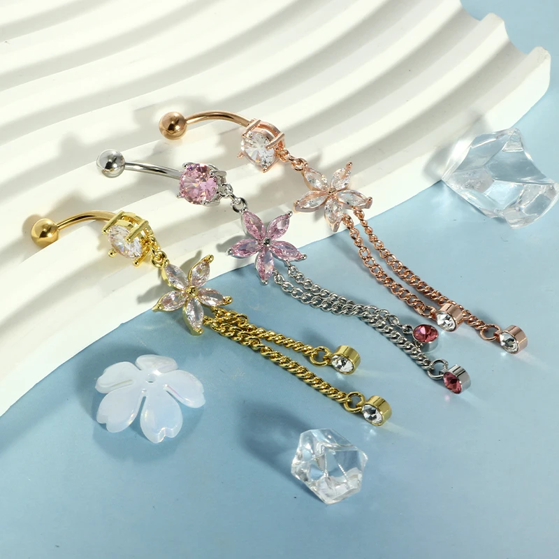 Stainless Steel long Dangling belly rings for women 14G body navel Piercing Jewelry Belly Button Piercings 50pcs