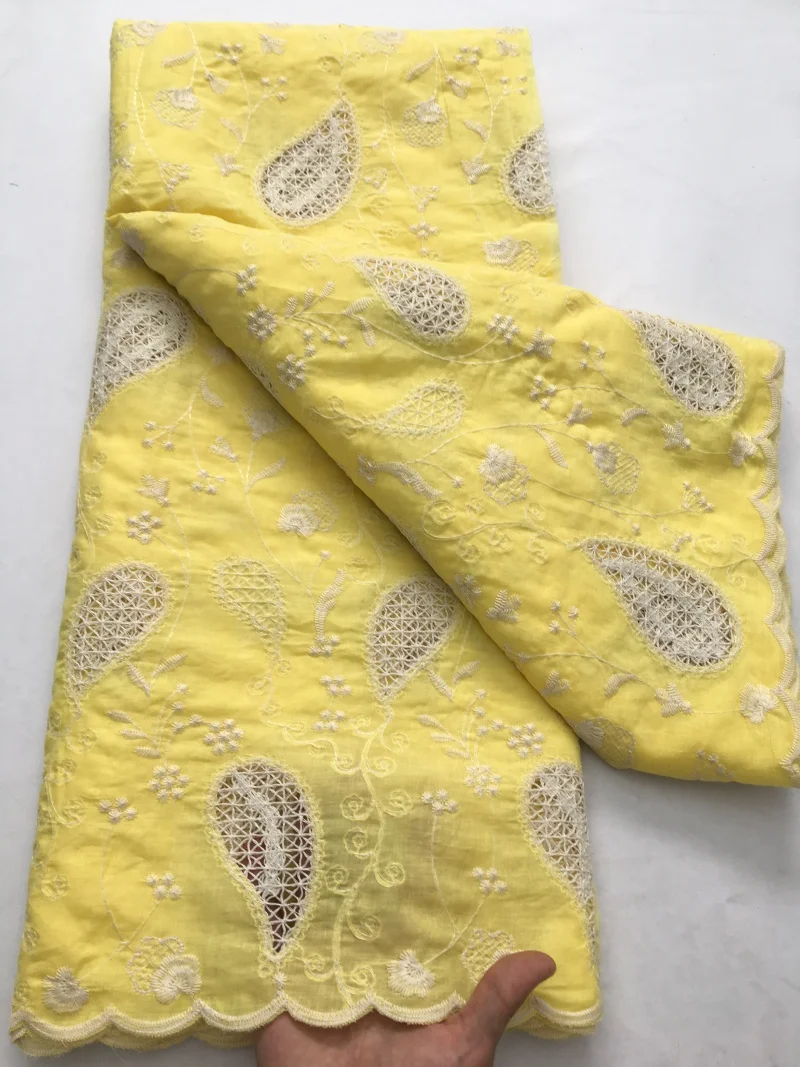 Nigerian Cotton Lace Fabric 2026 High Quality 5 Yards Embroidered African Swiss Lace Fabric Wedding Dress for Women Sewing