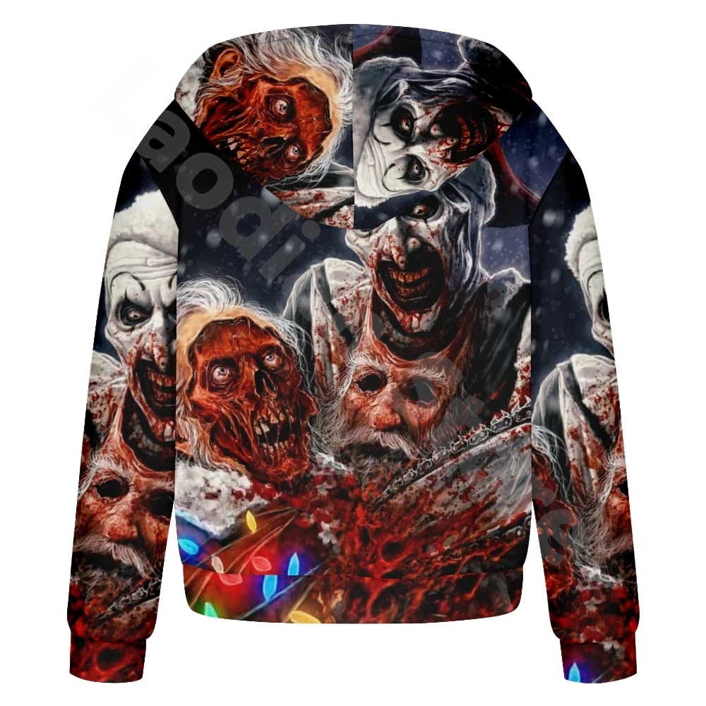 Terrifier 3 Zip up Hoodies Cosplay 3D Jackets Christmas 2024 Coat Fashion Zipper Thick Sweatshirts Hip Hop Zip Hooded Jackets 4