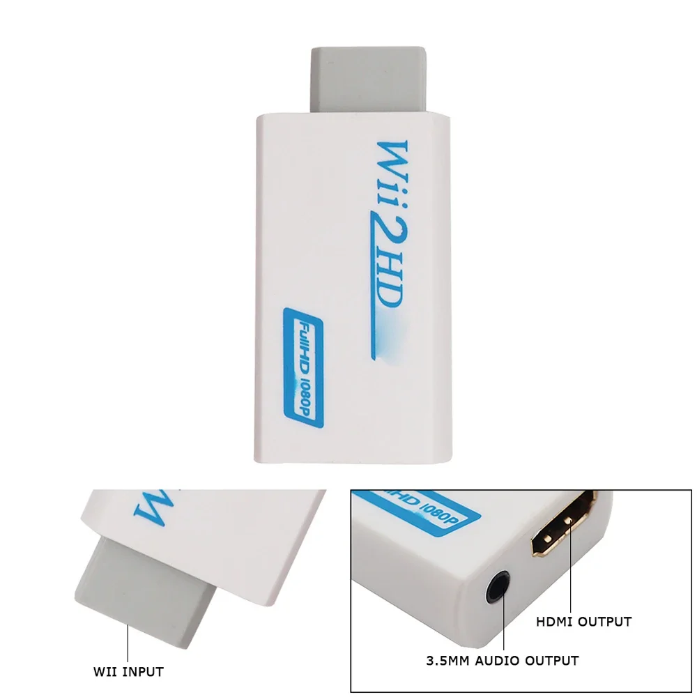 For WII to HDMI Converter Full HD 1080P HDMI Wii 2 HDTV Converter Adapter with 3.5mm Audio for PC HDTV Monitor Display