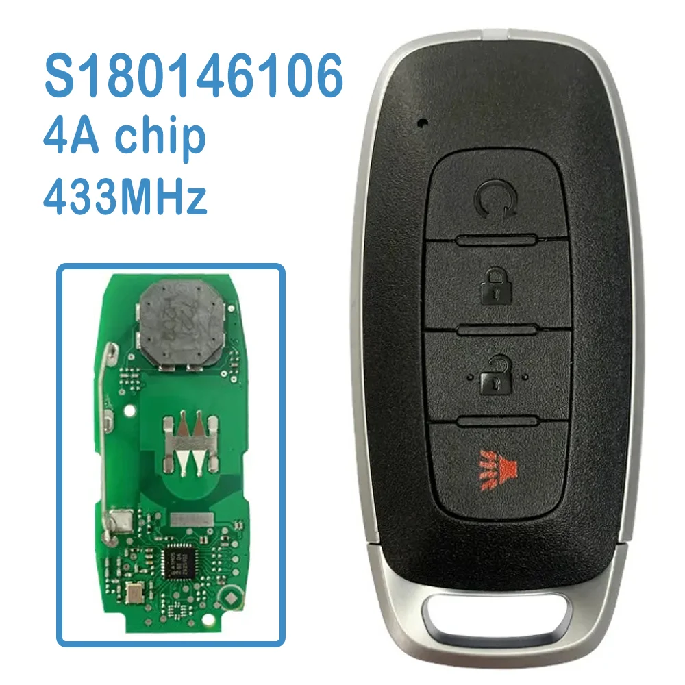 

S180146106 Auto Smart Remote 433MHz 4A Chip 3+1B Replace Car Control Key For Nissan Juke Qashqai Micra Note E-power