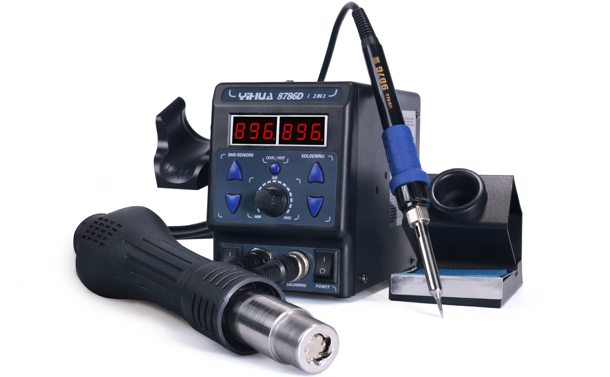 8786D 2-in-1 Soldering & Hot Air Rework Station 740W 212-896°F PID Sleep Mode wi