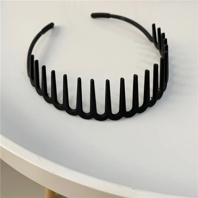Fashion Simple Headdress Solid Color Resin Hair Comb Hairbands Headband Hair Hoop Bezel With Teeth Hair Accessories For Women Black