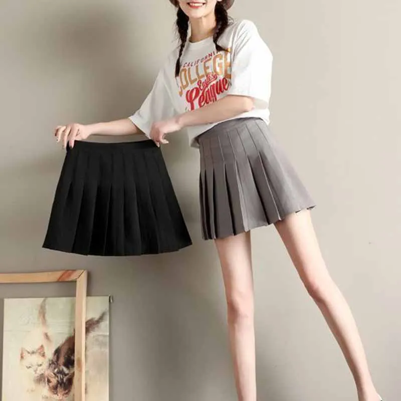 Spring and Summer Half-Length Pleated Skirts for Women High Waist Slim College Style Sexy Mini Short Skirts Female A-Line Skirt skater skirt