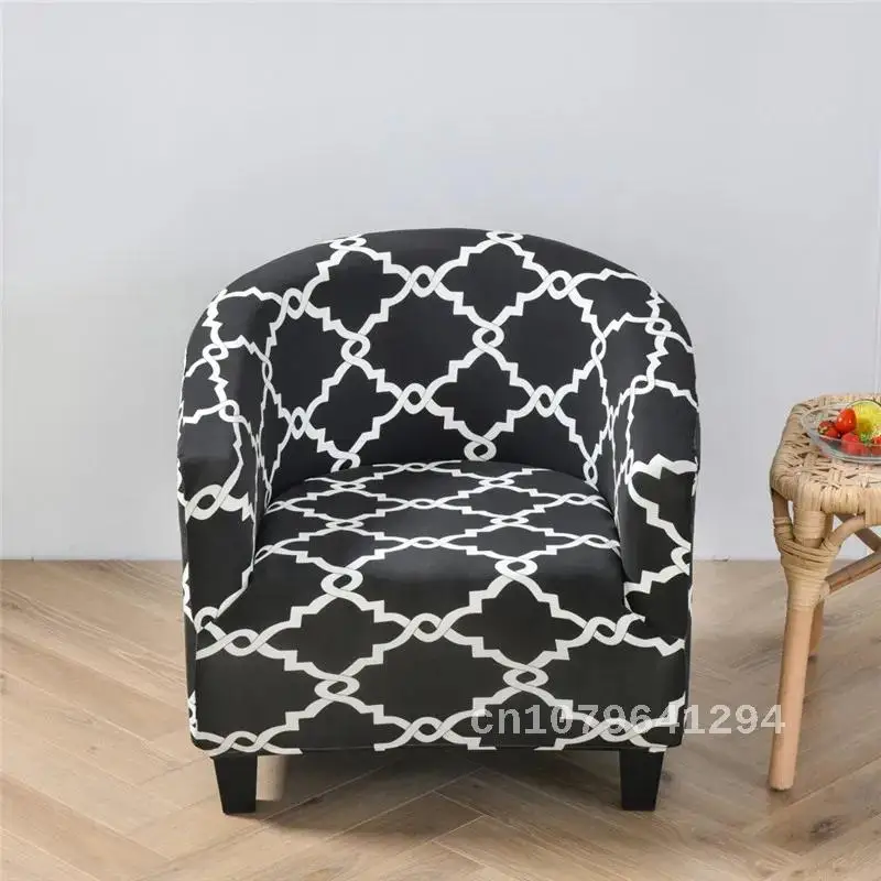 

Round Single-seater Chair Cover for Hotel Internet Cafe Club Bar Arc-shaped Stretch Sofa Cover Non-slip 1-seat Chair Covers