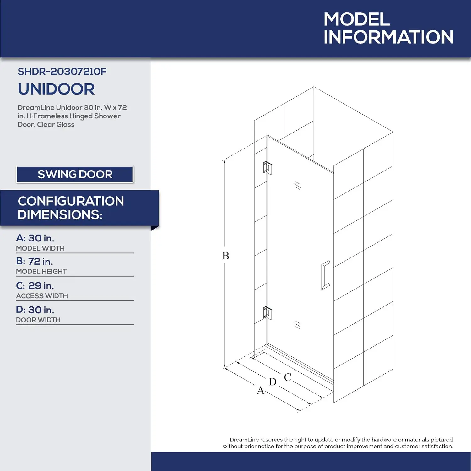 Unidoor Frameless Hinged Shower Door in Satin Black Professional installation recommended stain resistant glass coating 2