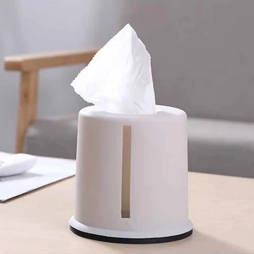 1 Pcs Plastic Tissue Box Round Living Room Pumping Box Creative Cylinder Multifunctional Household Toilet Roll Paper Storage Box 4