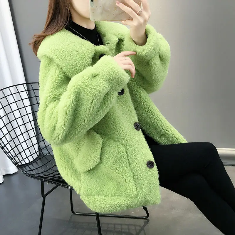 

NEW Autumn Winter 2022 Loose Thickened Lamb Coat Women's Fur Cardigan Fur Coat Fleece Jacket Women Corduroy Warm Jacket White