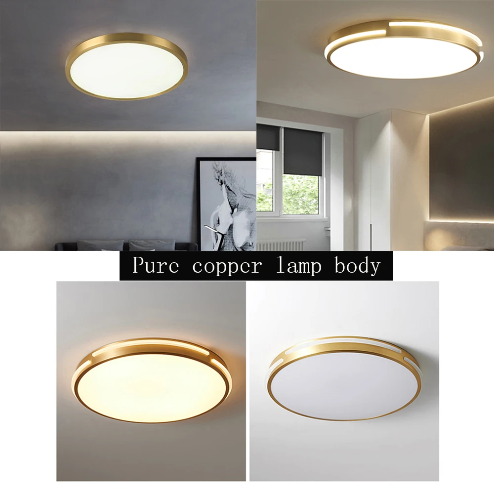 

Pure copper lamp body LED lighting for living room ceiling light living room bedroom light ceiling lamp corridor balcony light
