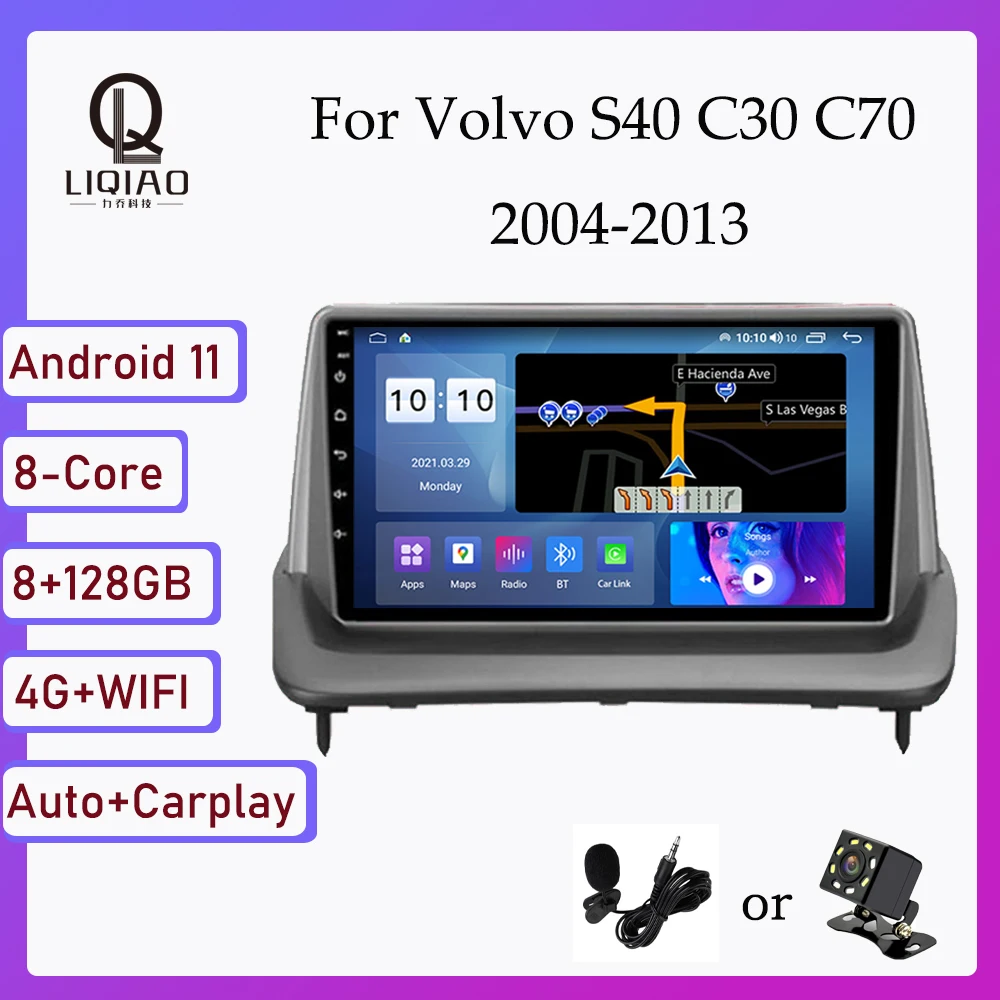 

2din Car Multimedia Video Player For Volvo S40 C30 C70 2004-2013 Android 11 Navigation GPS QLED 1280*720P Touchscreen OBD BT DVD