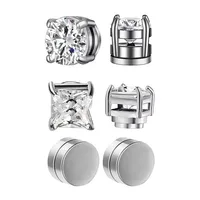 3 Pairs Crystal Strong Magnetic Ear Stud Clip Earrings for Men and Women Punk Round Zircon Magnet Earrings Non Piercing Jewelry 1