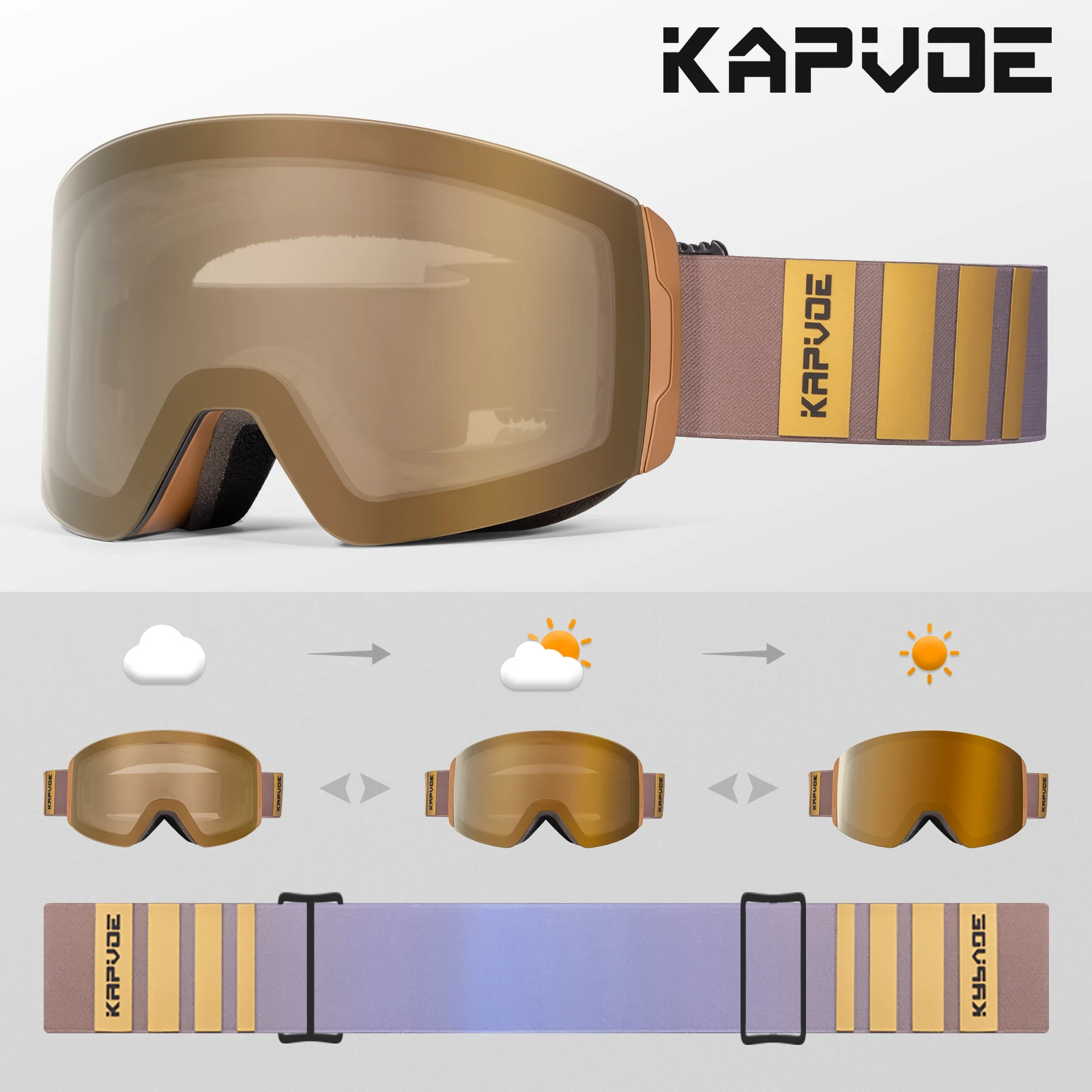 Outdoor Photochromic Ski Goggles Men Snowboard Glasses Women Winter Snow Sunglasses UV400 Magnetic Attraction Lens