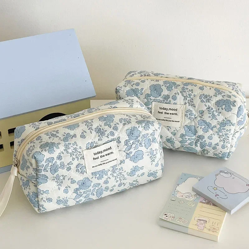 여성용 메이크업 립스틱 키 파우치, 핸드백 장미 패턴 퀼팅 메이크업 가방, 빈티지 꽃 화장품 보관 가방, 숙녀용 신제품