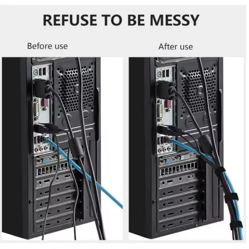 1/5M Cable Manager Data Cable Storage Artifact Velcro Reusable Cable Tie Nylon Free Cut Desk Wire Organizer Cable Binding Tape 2